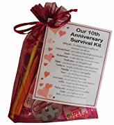10th Anniversary Survival Kit Gift - Great novelty present for tenth anniversary or wedding anniversary for boyfriend, girlfriend, husband, wife