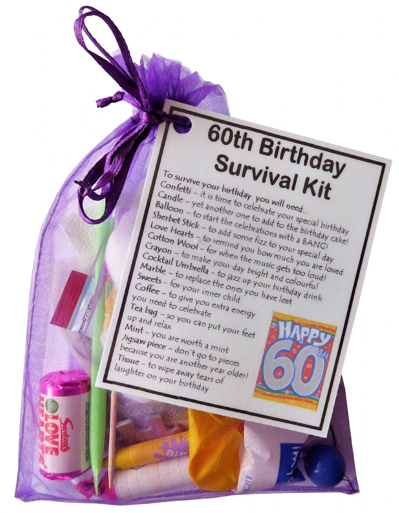 60th Birthday Survival Kit - An excellent alternative to a card