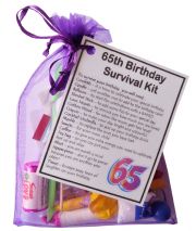 65th Birthday Survival Kit Gift - Small novelty gift for 65th birthday for her or gift for him