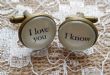 Bronze Effect Handcrafted "I love you - I know" Cuff links - Fun groom gift, boyfriend gift, husband gift, star wars cufflinks,  anniversary gift