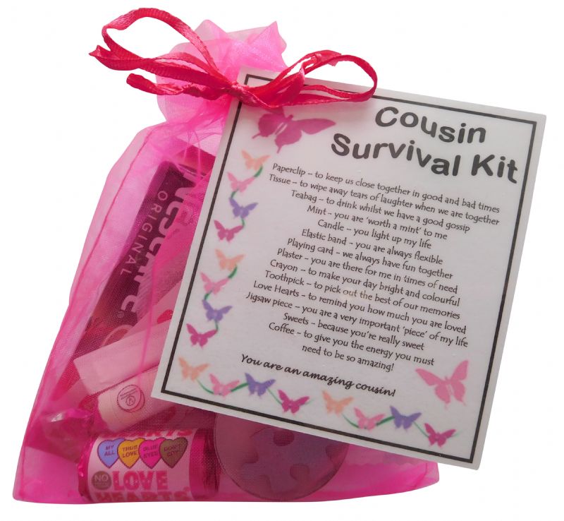 Cousin Survival Kit For Her - Great Present For Birthday, Christmas Or 