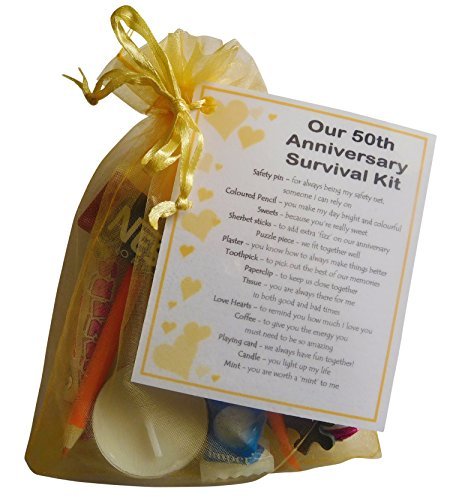 Golden 50th Anniversary Survival Kit Gift - Great Novelty Present For 