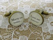 Handcrafted "Marry me today, love me forever" Groom cufflinks , wedding cufflinks, groom gift, Free UK Shipping