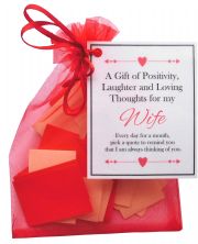 Handmade Wife Gift Quotes of Positivity, Laughter and Loving Thoughts. 31 inspirational quotes for each day of the month. Letterbox friendly.