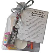 Silver 25th Anniversary Survival Kit Gift - Great novelty present for silver anniversary or wedding anniversary for husband, wife