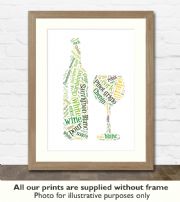 White Wine Art Print - Great gift idea for house warming, birthdays or christmas