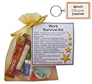 'Worlds OKayist Employee' Keyring and Work Survival Kit Gift Set for Secret Santa, Work Secret Santa Gifts, Work Gifts -