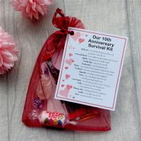 10th Anniversary Survival Kit Gift  - Great novelty present for tenth anniversary or wedding anniversary for boyfriend, girlfriend, husband, wife