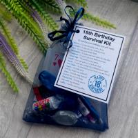 18th Birthday Survival Kit Gift - Novelty 18th gift for him BLUE Bag