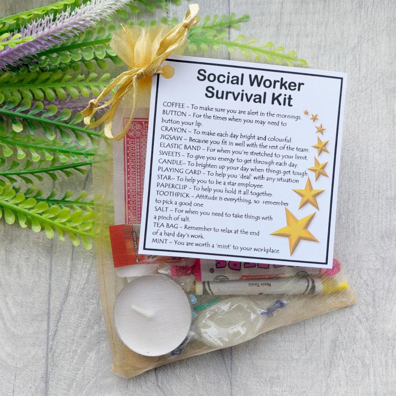 Social Worker Survival Kit Gift - New job, work gift, Secret santa gift ...