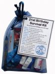 21st Birthday Survival Kit Gift - Novelty 21st gift for him BLUE Bag