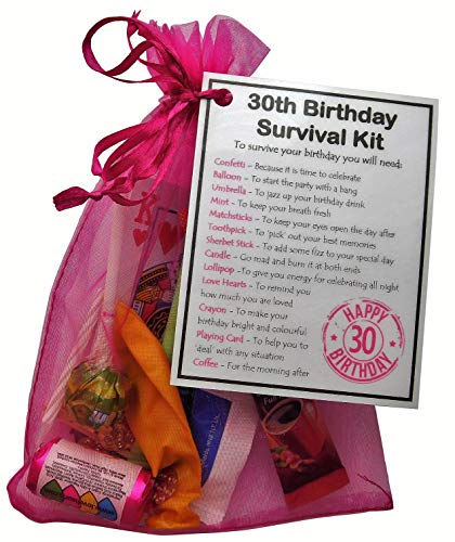 30th Birthday Survival Kit Gift - Novelty 30th gift for her PINK Bag