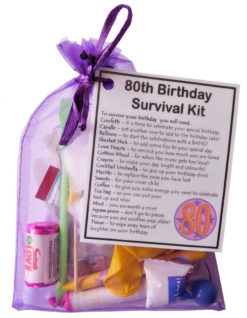 80th Birthday Survival Kit - Excellent 80th Birthday Gift