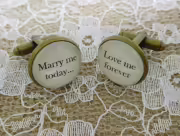 Handcrafted "Marry me today, love me forever" Groom cufflinks , wedding cufflinks, groom gift, Free UK Shipping