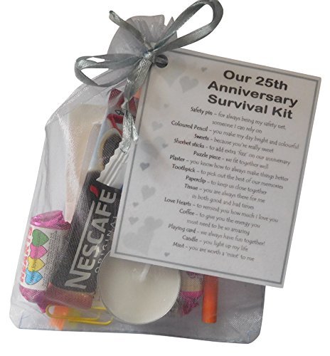 Silver 25th Anniversary Survival Kit Gift - Great novelty present for ...